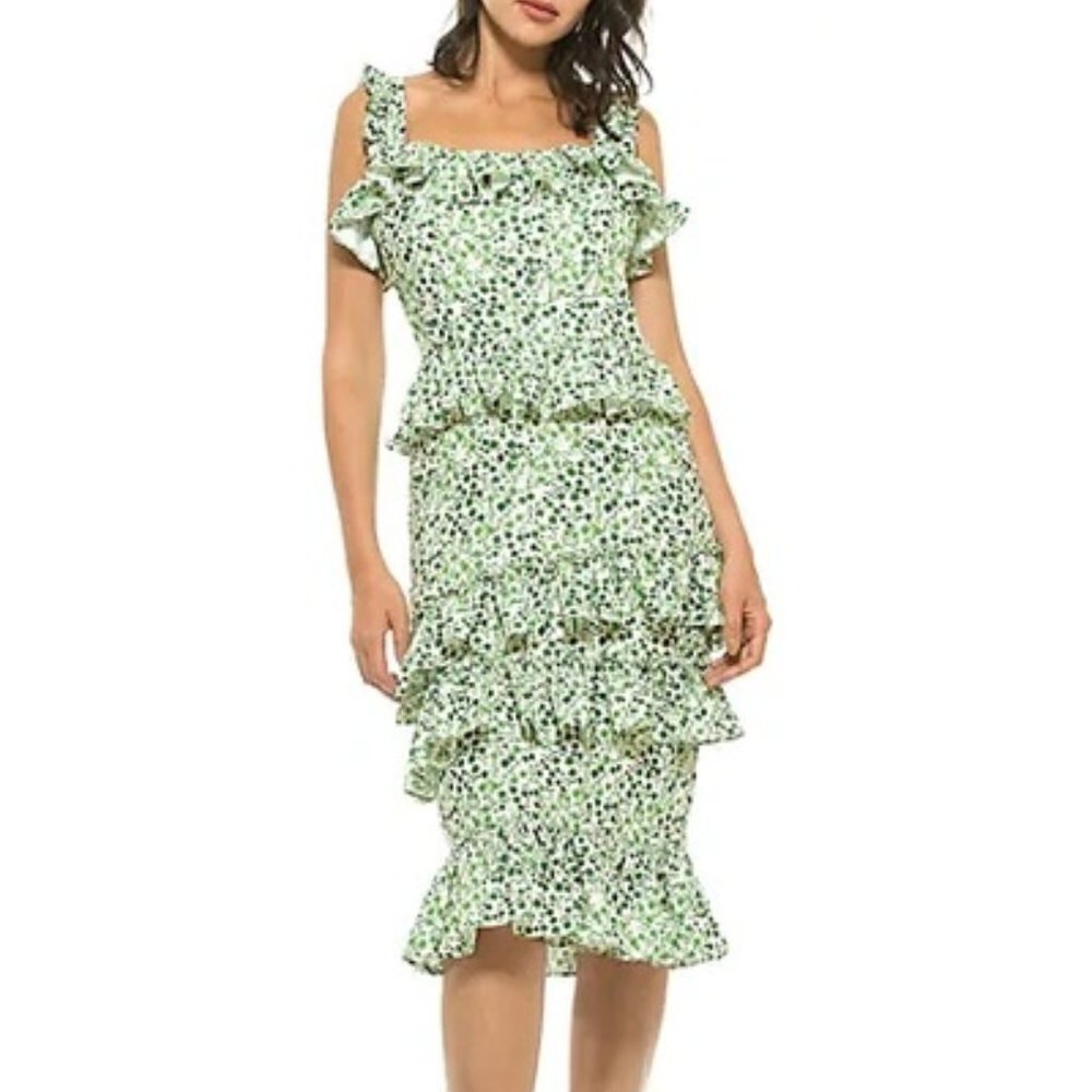 Alexia Admor Liv Floral Ruffle Midi Dress Size 8